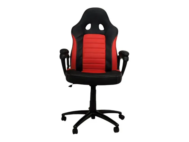 LC Power - Stol - armstøtter - vippe - drejeled - plastik, metal, skum, PU-behandlet læder - sort, rød