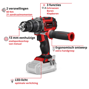 Einhell 18V klopboormachine TP-CD 18/60 LI-I BL (zonder accu)