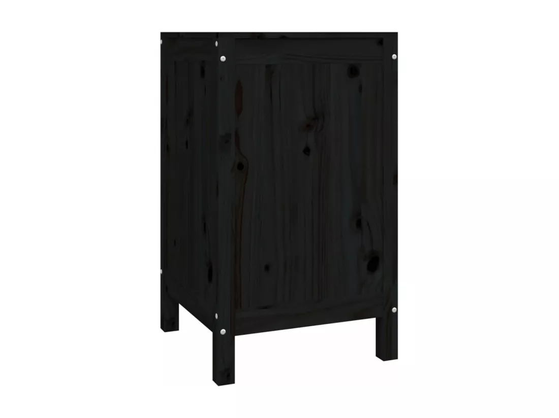Boîte à linge Noir 44x44x76 Bois massif de pin