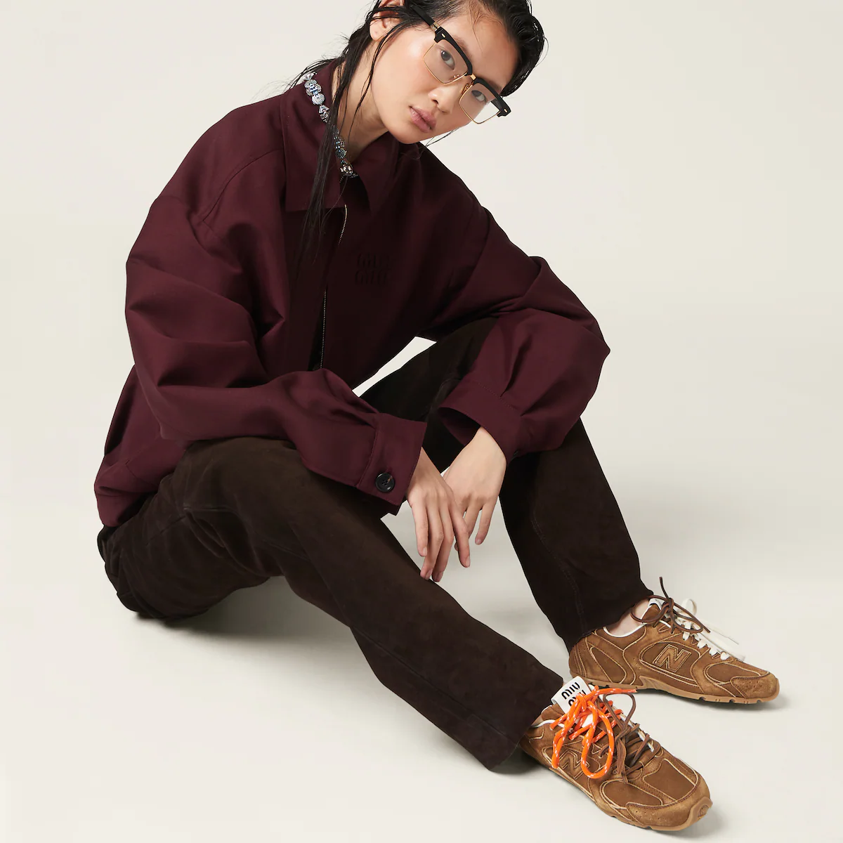 New Balance X Miu Miu 530 SL suede sneakers Cinnamon