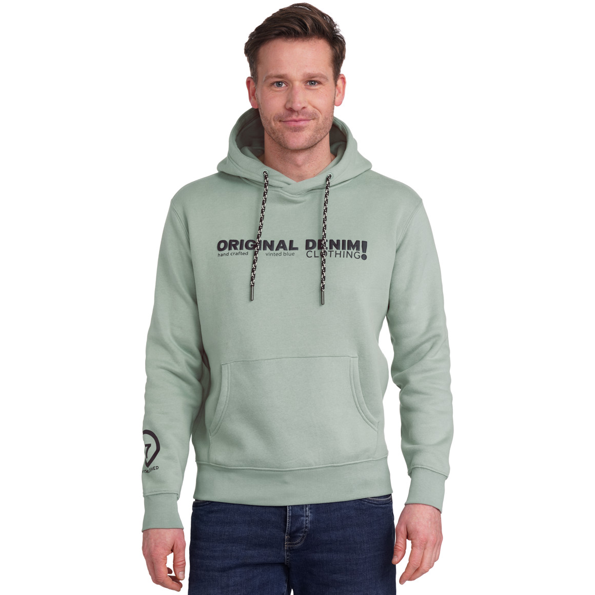 VanVaan Denim Herren Hoodie mit Print oliv