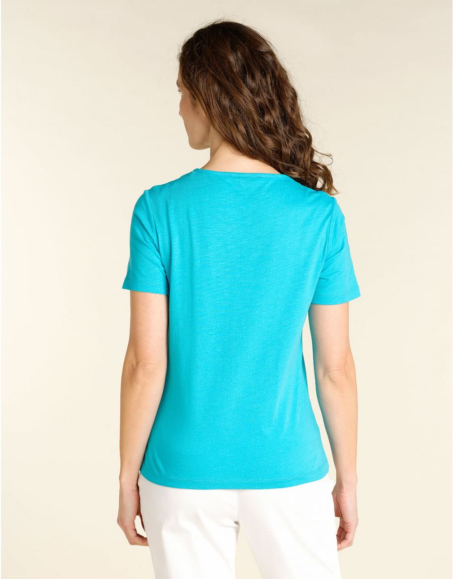 T-shirt bleu col rond