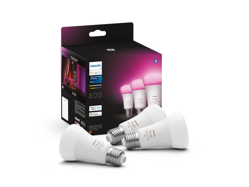 Philips Hue Leuchtmittel White & Color Ambiance, E27, 3 Stü Per Bluetooth steuerbares Hue E27-Leuchtmittel