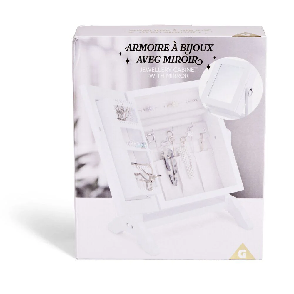 Rangement bijoux petite armoire sur pied avec miroir H29cm