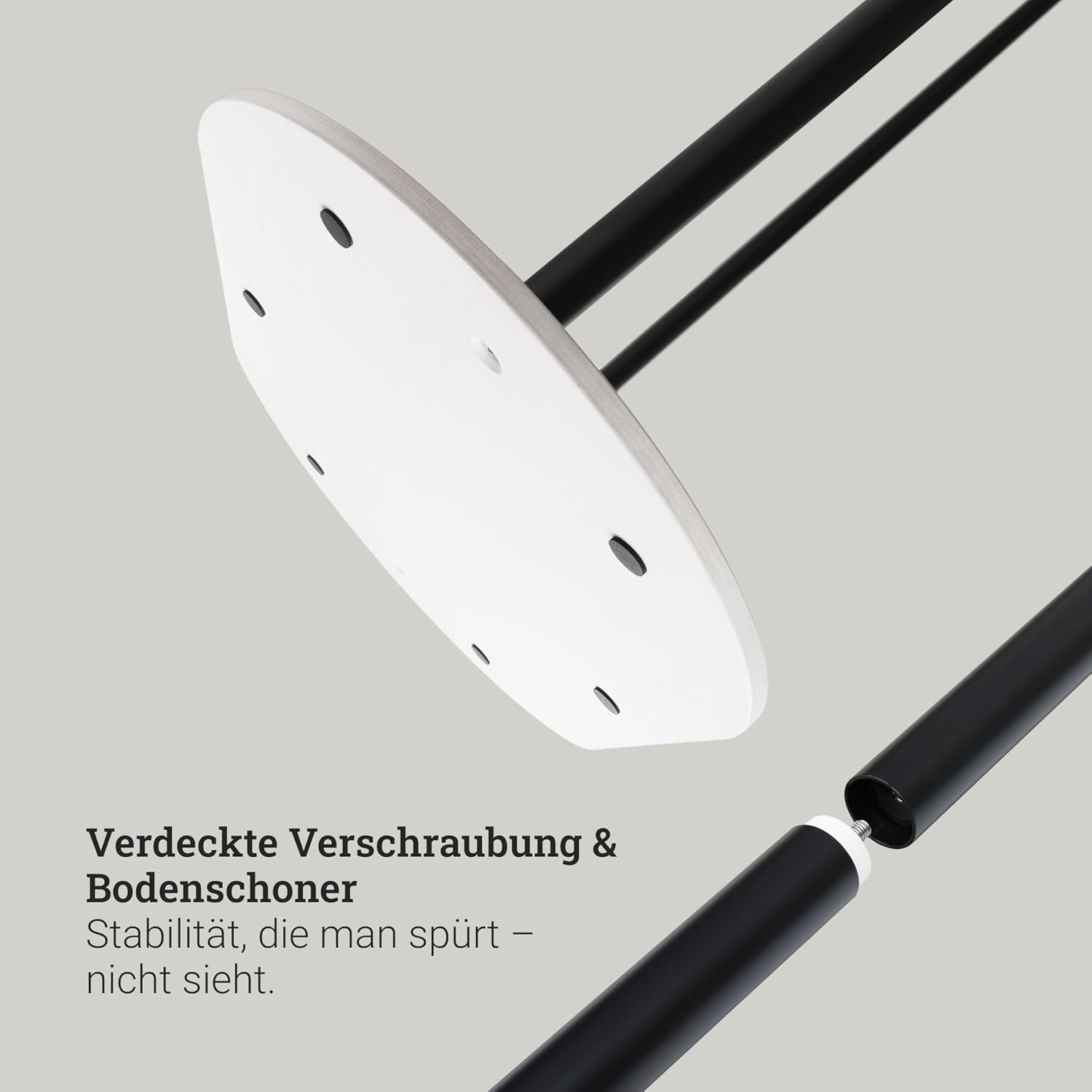 Natural Goods Berlin 1x Kleiderständer KUPPEL - Stabiler Kleiderständer Schwarz 173 x 70 cm, Sinterstein Sockel, Garderobenständer Schwarz, Metall Stabil, Jackenständer, Coat Stand