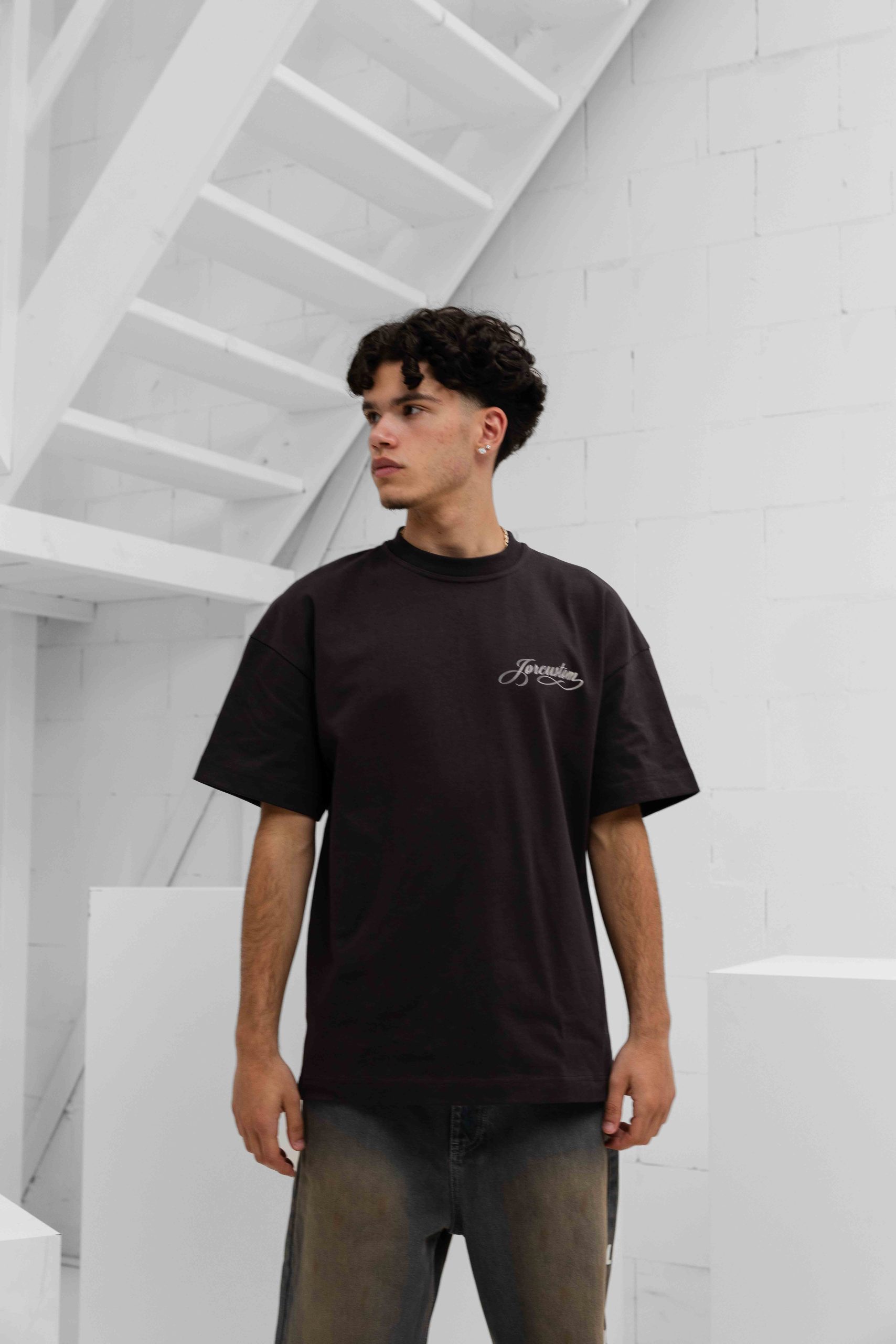 Jorcustom Handscript Loose Fit T-Shirt Heren Bruin