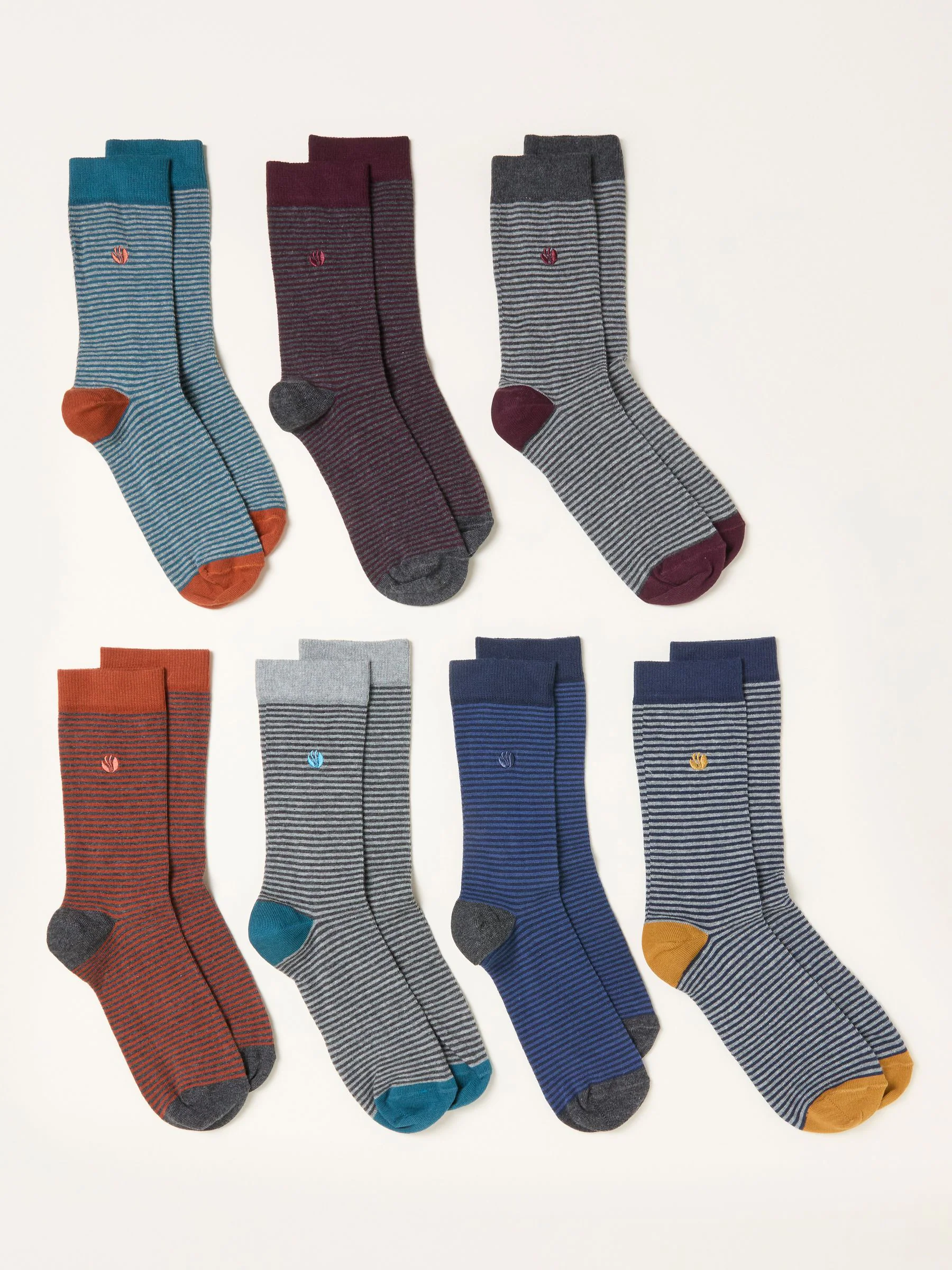 FatFace 7 Pairs of Fine Stripe Socks