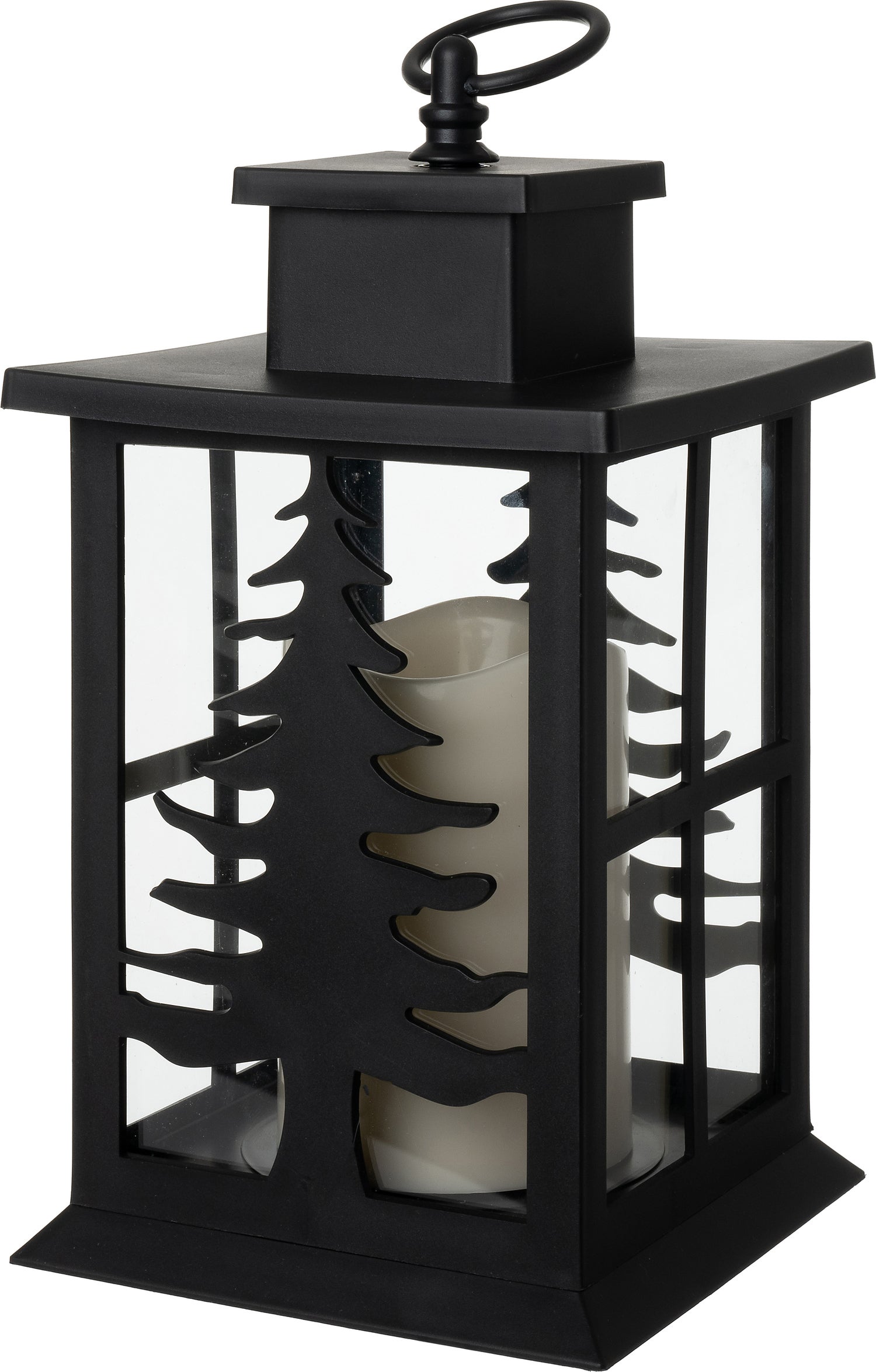 Intratuin Olaf lantaarn met kerstboom zwart 14 x 14 x 25 cm