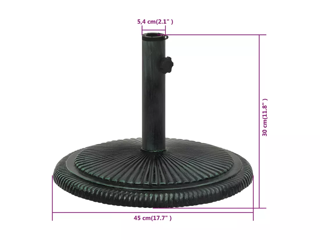 Prolenta Premium - Socle de parasol Vert 45x45x30 cm Fonte