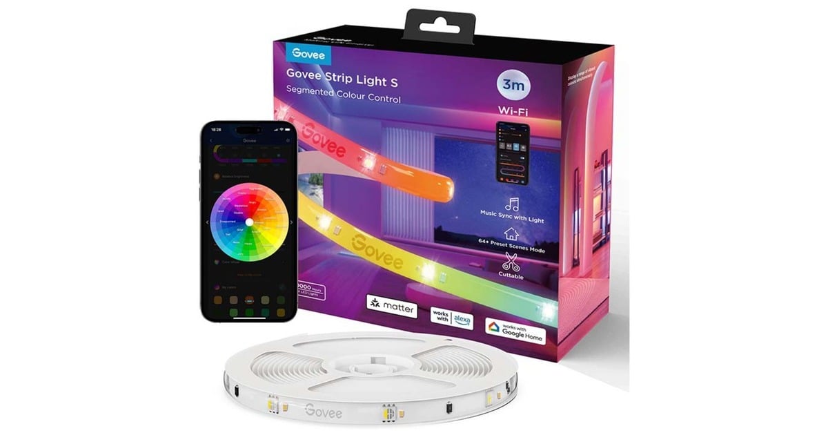 GoveeStrip Light S Segmented Colour Control ledstrip  (3 meter, 2,4GHz wifi, Bluetooth)