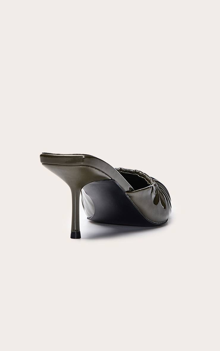 Vert Olive Mule À Talon Bas Froncée En Synthétique