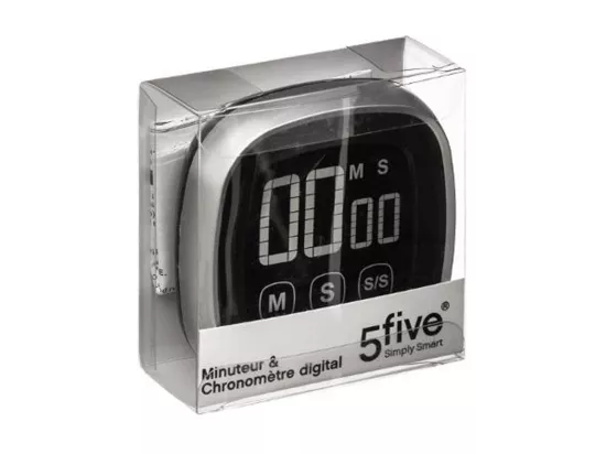 Minuteur digital aimanté - 7,5 x 7,5 x 2,7 cm - Verre