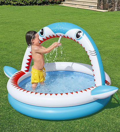Bestway Planschbecken m. Sprinkler - 163 x 127 cm - Sharktastic