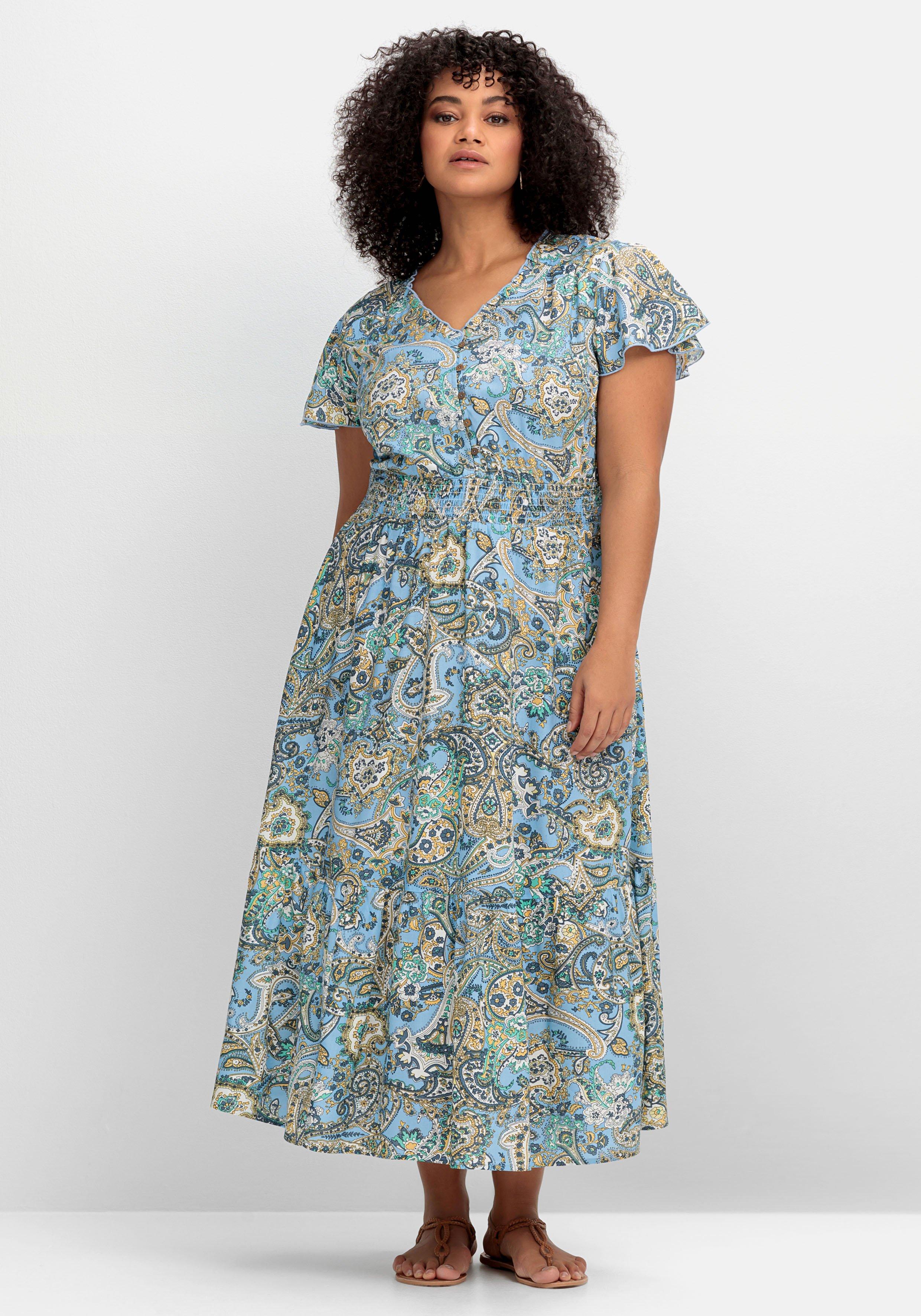 Maxikleid im Paisleymuster, mit Smokbund
