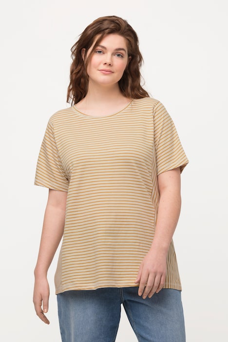 T-Shirt, Streifenmix, Rundhals, Halbarm, Biobaumwolle