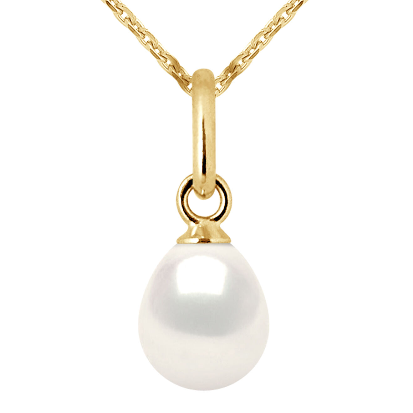Mitzuko Collier Or Jaune Perle d'Eau Douce blanche