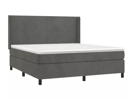 Sommier tapissier matelas et LED Gris foncé 180x200 cm Velours