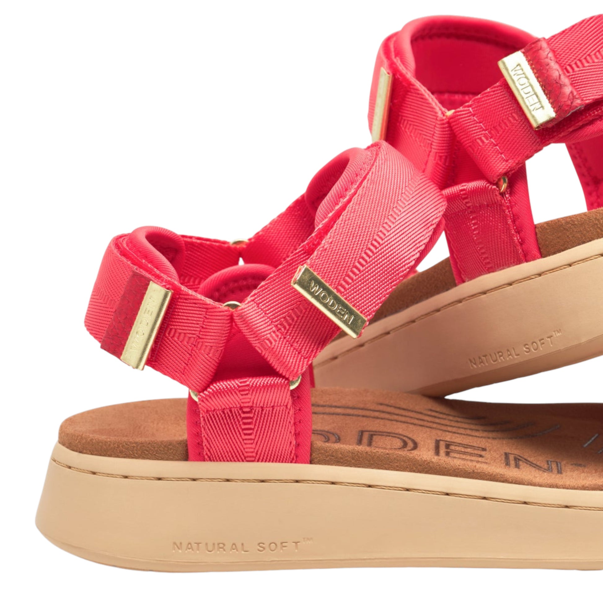 Line flade sandaler, kvinder, flame rød