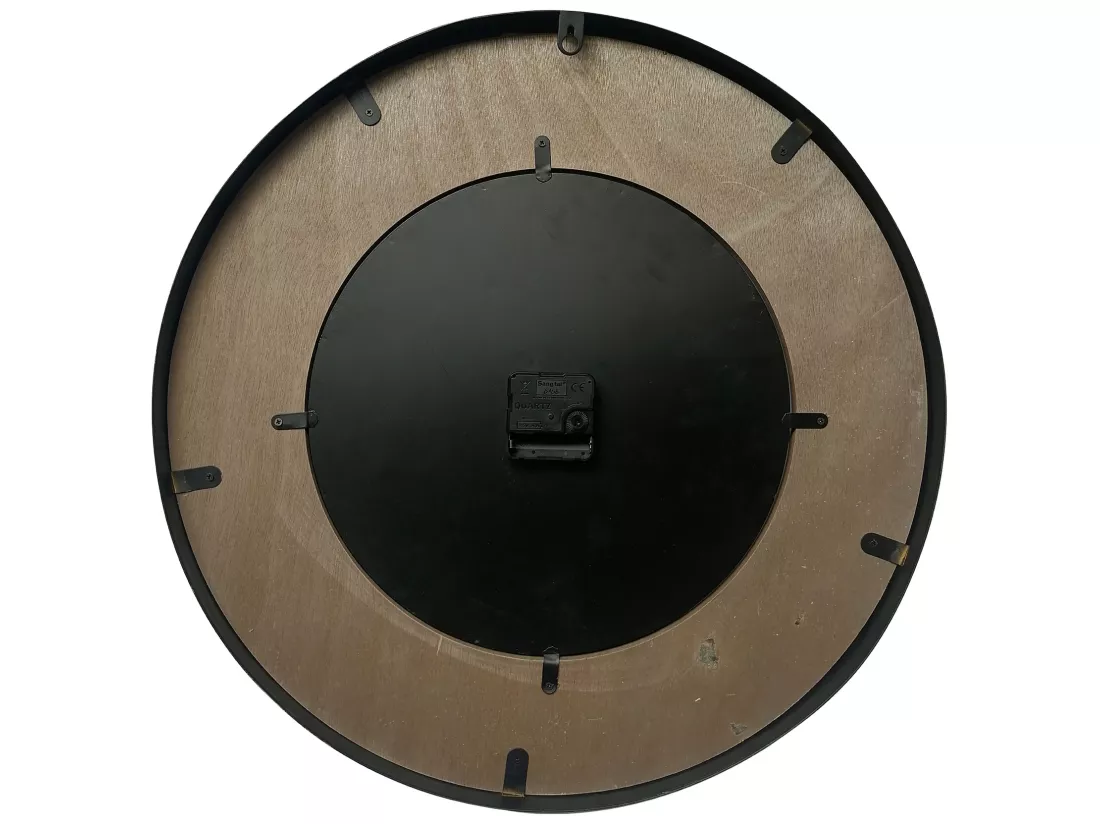 Horloge Murale Vintage Blanc Brun Noir Mdf Métal Analogique