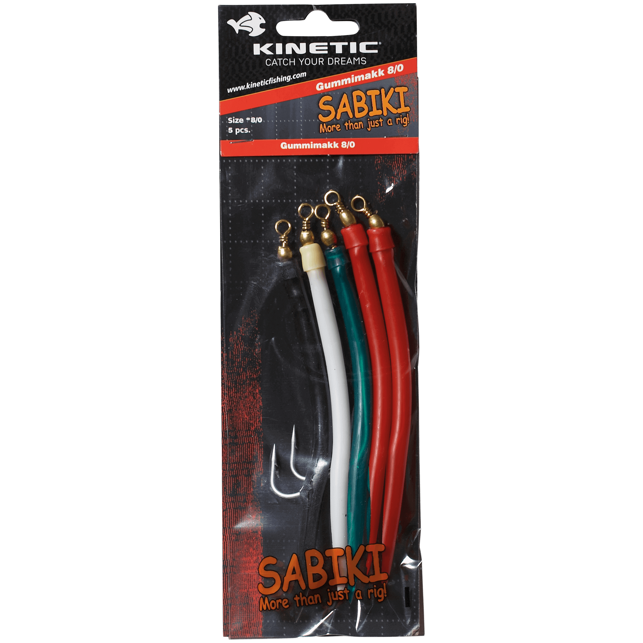 Kinetic Norsk Gummimakk 8/0 Mix 5pcs - Sluk og agn