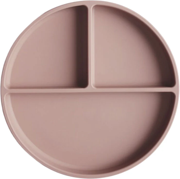 Mushie Mushie skridsikker tallerken i silikone - Divided Blush Blush