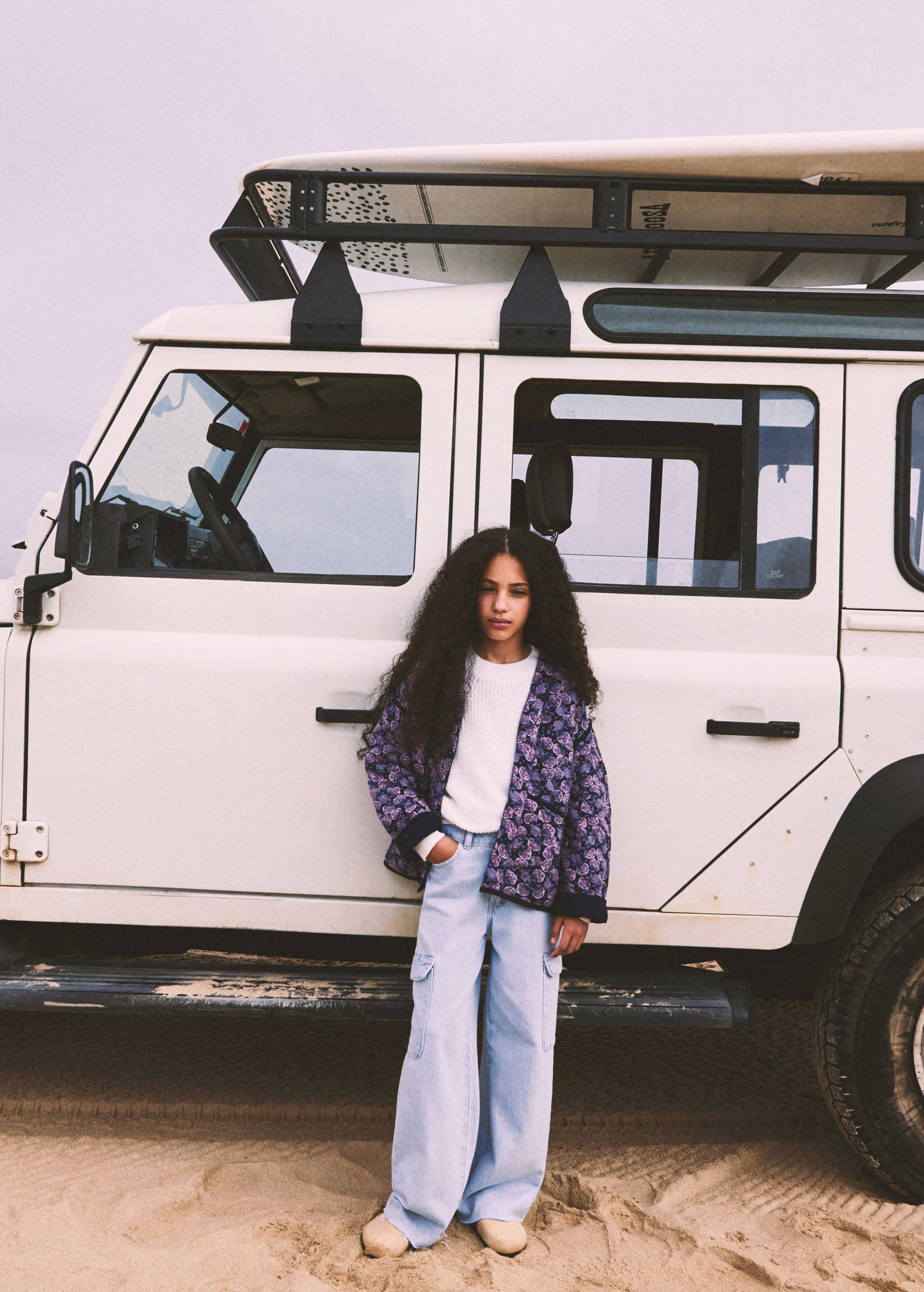 Mango Kids blazer met all over print paars