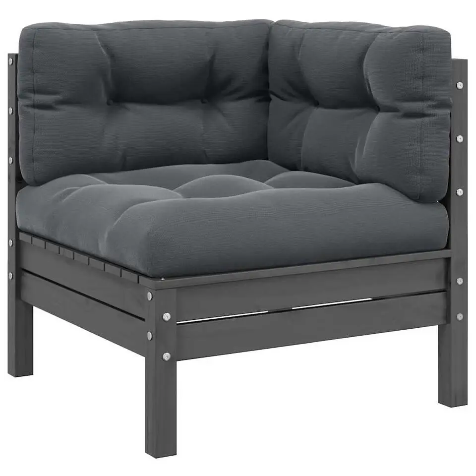 vidaXL - Loungeset - Grijs - Grenenhout - 3 stuks - Met kussens