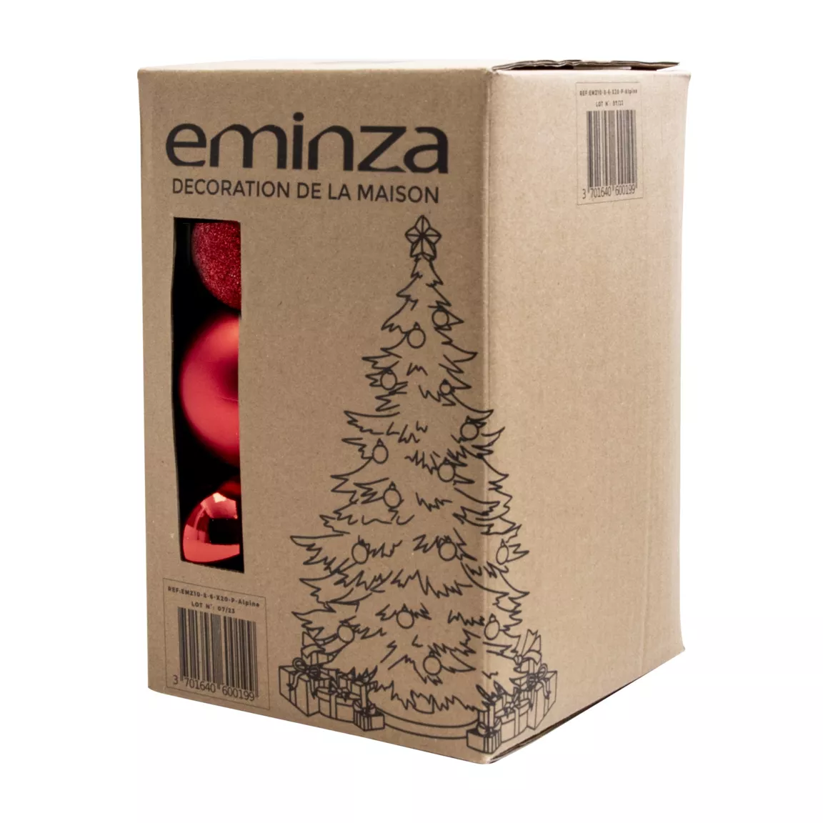Lot de 20 boules de Noël assorties New Alpine Rouge