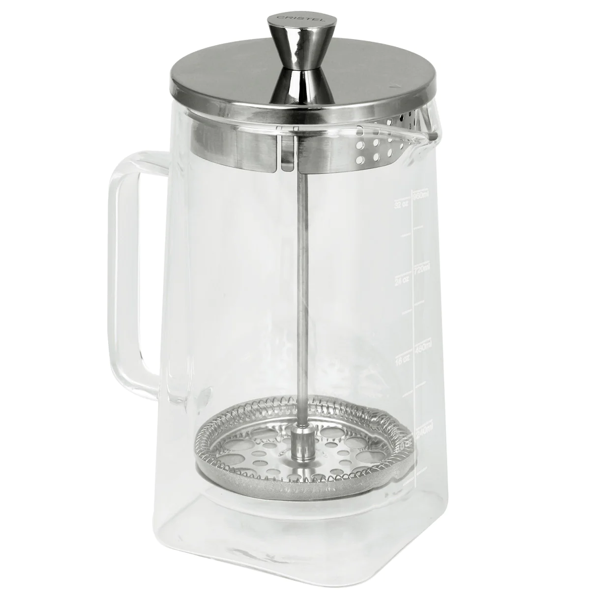 Cafetière à piston double paroi Robusta - Verre transparent Cristel