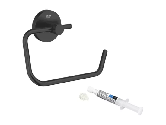 Dérouleur de papier mural WC GROHE Start noir mat + colle GROHE GROHE QuickGlue