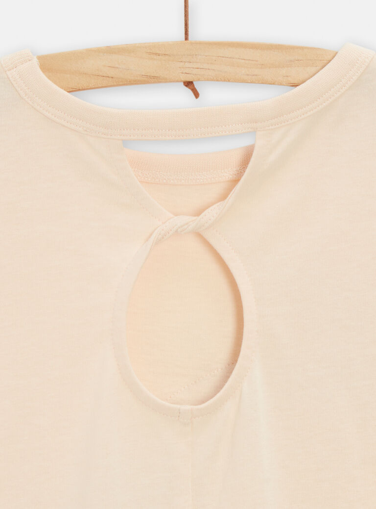 T-shirt écru foncé avec ouverture au dos pour fille