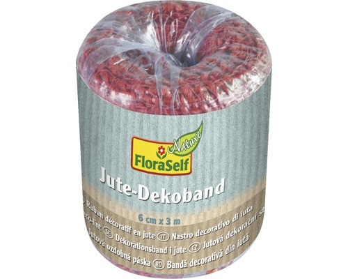 Jute decoratief lint Floraself 6 cm x 3 m rood