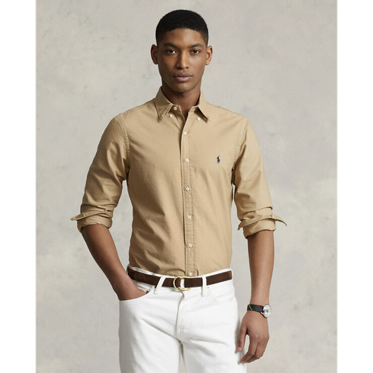 Polo Ralph Lauren Slim Fit Garment-Dyed Oxford Shirt Surrey tan