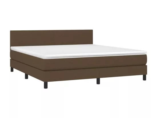 Sommier tapissier matelas et LED Marron foncé 180x200cm Tissu