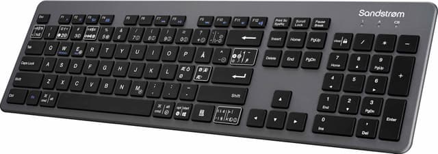 Sandstrøm slankt trådløst tastatur (grå/sort)
