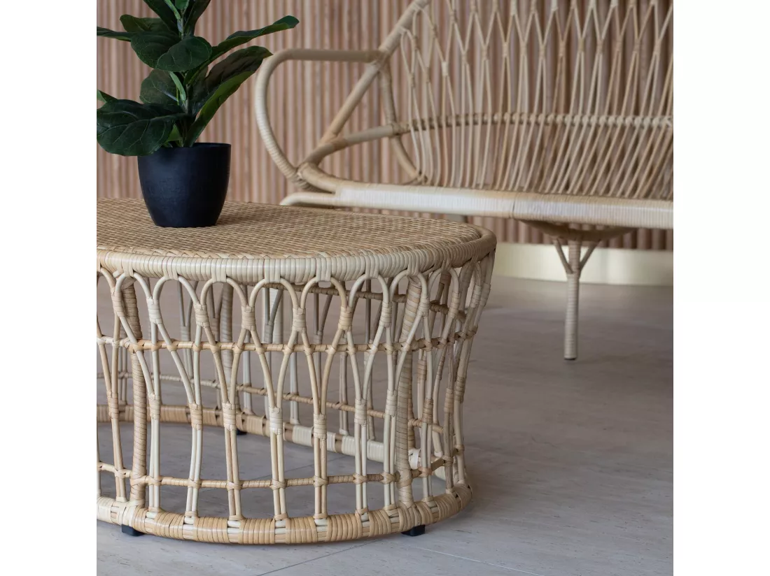 Now's Home - Salon De Jardin En Rotin Tresse Et Metal