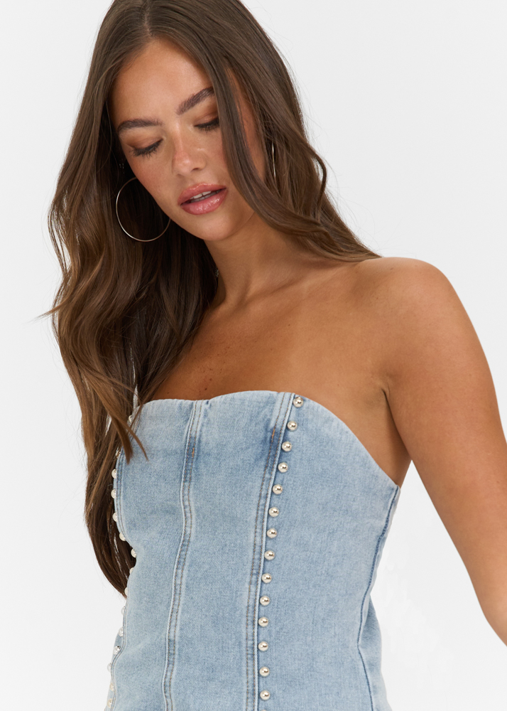 Luca stud top lichtblauw