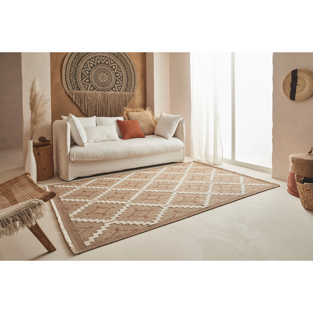 Tapis intérieur extérieur aspect jute terracota tulum 9041 290 x 200 cm