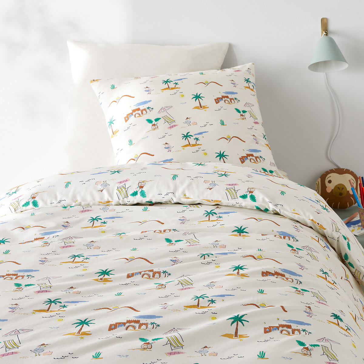 LA REDOUTE INTERIEURS<br>Conjunto de cama em 50% algodão reciclado com fronha quadrada Jadida