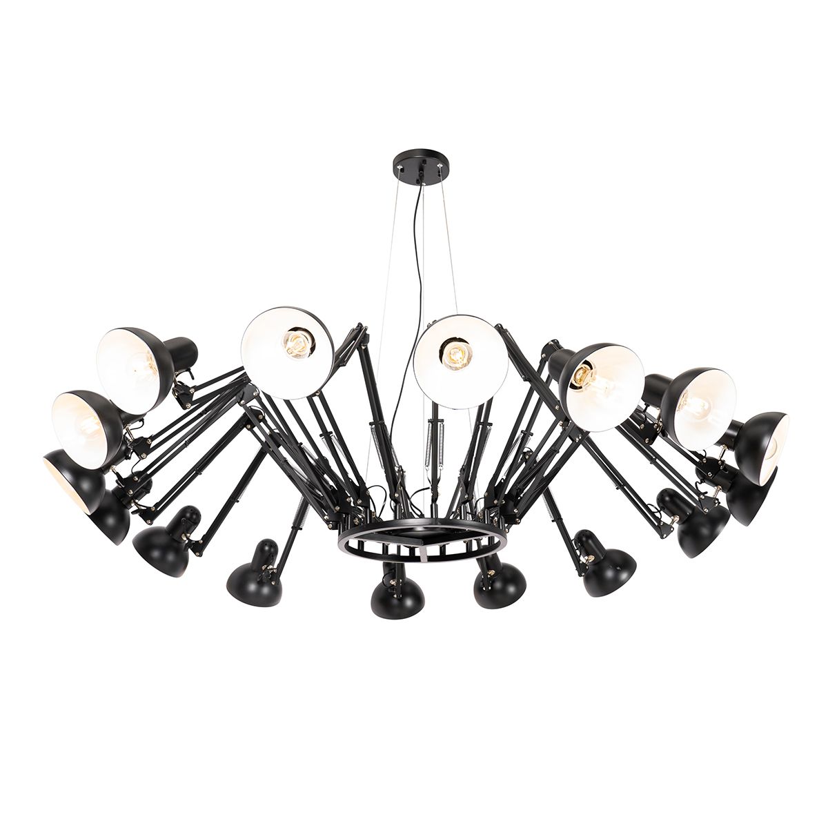 Smart hanglamp zwart 16-lichts verstelbaar incl. 16 Wifi A60 - Hobby Spinne