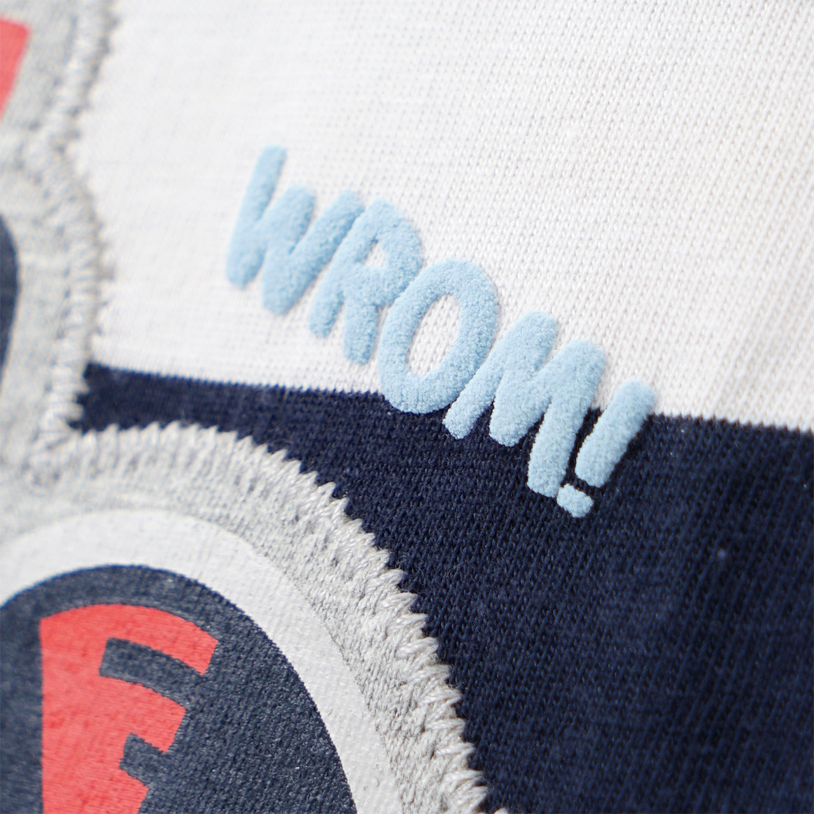 Topomini Baby Langarmshirt mit Fahrzeug-Applikation dunkelblau / weiss