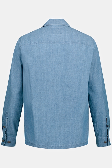 STHUGE Hemd, Overshirt, Denim-Optik, Langarm, Kentkragen, bis 8 XL