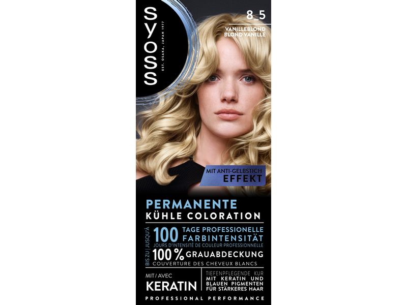 Syoss Haarcoloration 8-5 Vanilleblond Permanente Coloration mit Keratin verleiht einen kühlen Farbton