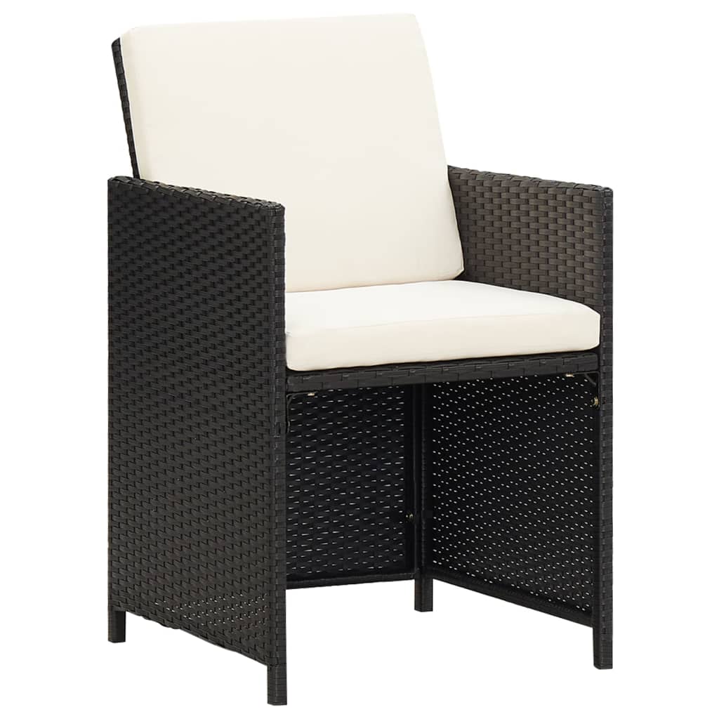 Mobilier à dîner salon de jardin et coussins 9 pièces résine tressée noir
