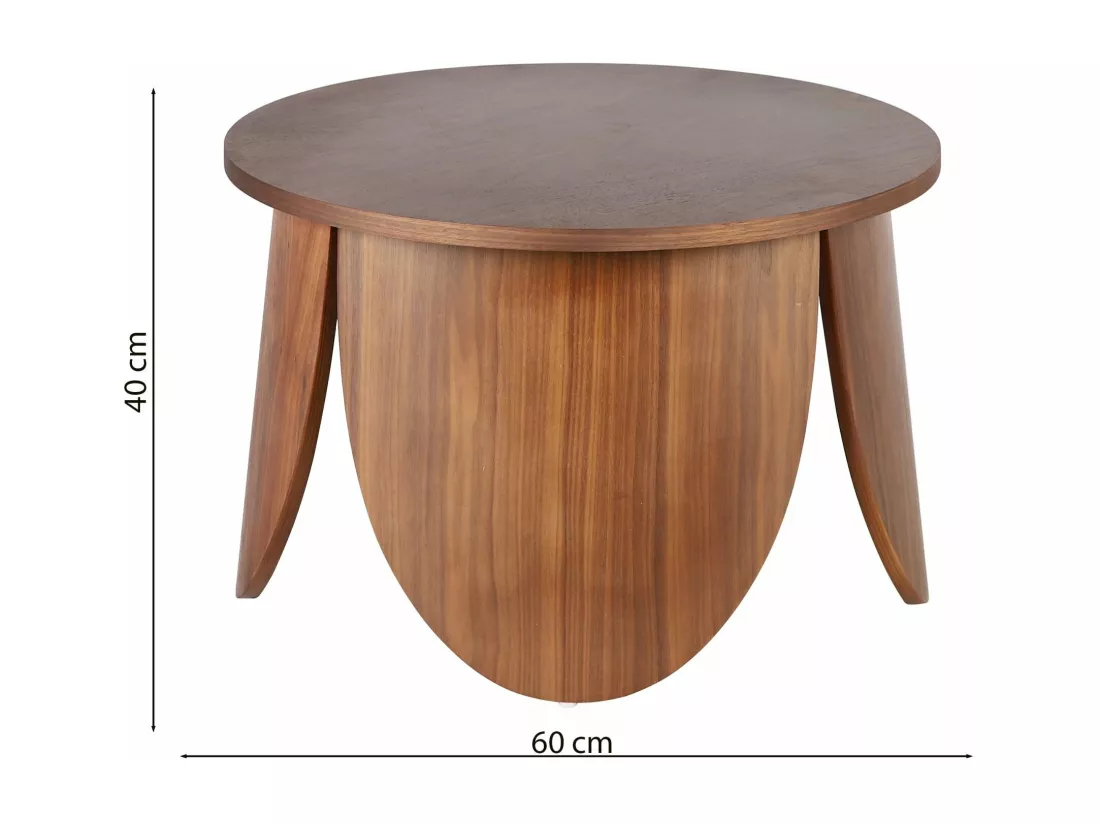 Table basse ronde - 60 cm - couleur noyer - VIVIALLY