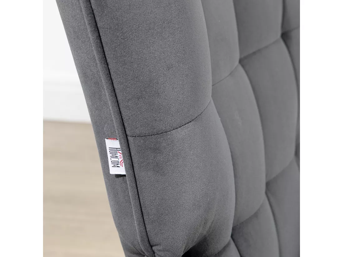 Fauteuil lounge style scandinave avec repose-pied assorti piètement incliné effilé métal noir aspect velours gris