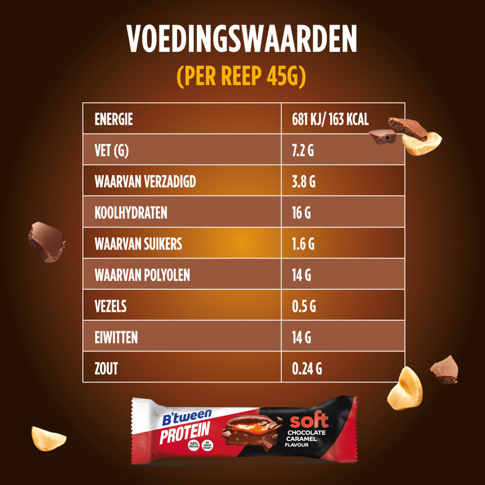 12x Hero B'tween Proteinreep Soft Chocolate Caramel45 gr
