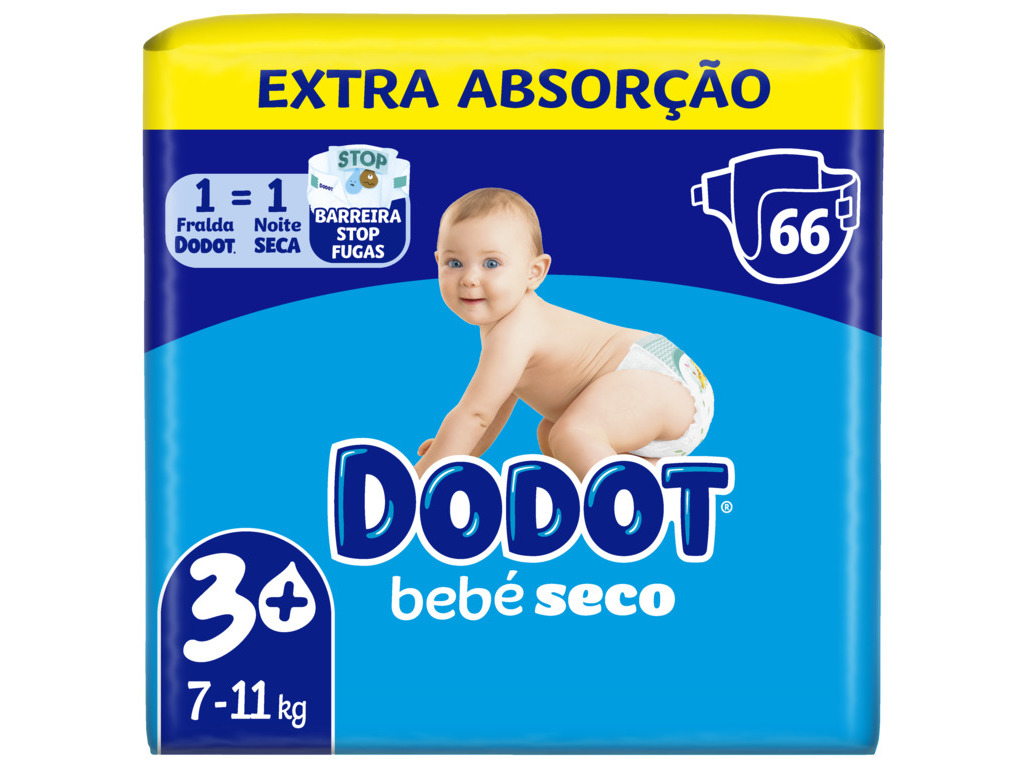 FRALDAS DODOT BEBÉ-SECO EXTRA T3  7-11KG 66 UN