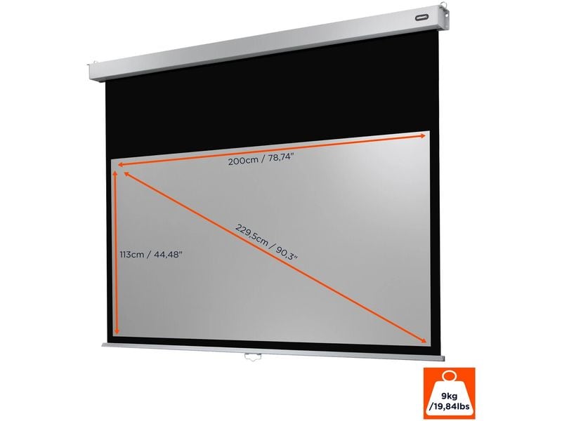 Celexon Rollo-Leinwand Pro Plus 200x113 cm 16:9 Leinwand, 200 x 113 cm, manuell, mattweiss S