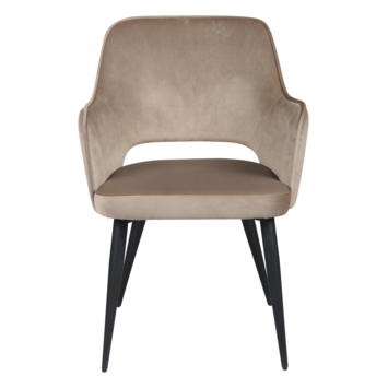 KARWEI eetkamerstoel Puck beige fluweel polyester met armleuning